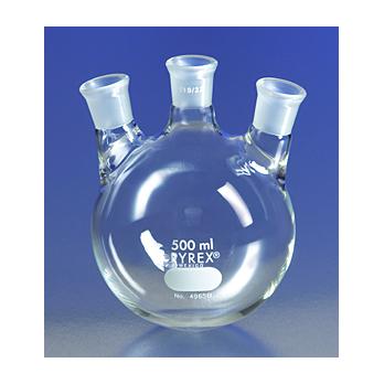 PYREX® 250mL Three Neck Distilling Flask with 19/22 Center Vertical and Side Angled Neck Standard Taper Joints