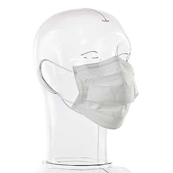 Facemask, Xtraclean, White 3-ply, Cleanroom Compatible ISO 6-8, Earloop, 7" Wide, Pleated, Class 1000, K-Style