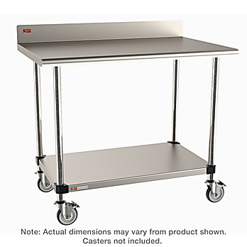 Metro Mobile-Ready Stainless Worktable with Stainless Backsplash Top