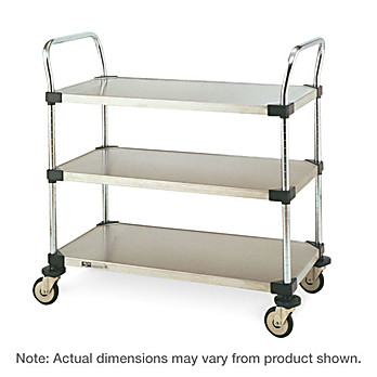 Metro MW Series Utility Cart with 3 Stainless Steel Solid Shelves