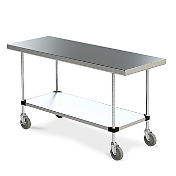 Metro Space Saver Type 316 Stainless Steel Mobile Worktable with Stainless Bottom Shelf