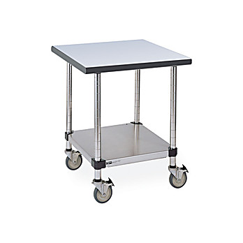Metro Mobile-Ready Stainless Worktable with Gray Phenolic Top