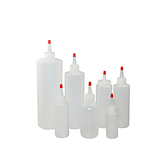 Natural HDPE Bottles with Yorker Caps and Red Tips