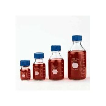 GL 45 Storage/Media Bottles, Plastic Safety Coated with Blue Polypropylene Cap