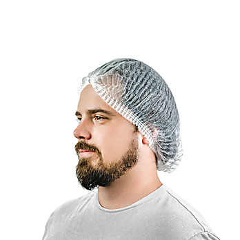 White SMS Pleatted Bouffant Cap