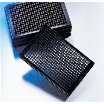 Corning® 384 Well Optical Imaging Flat Clear Bottom Black Polystyrene TC-Treated Microplates with Bar Codes