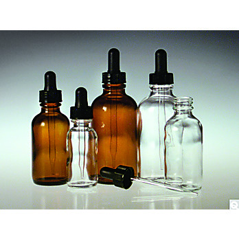 Round Dropper Bottles with Black Phenolic Glass Dropper Assembly