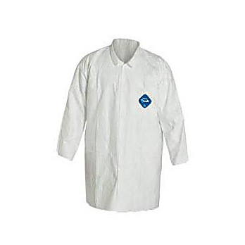 Tyvek® Lab Coat, Collar, 2 Pockets, White, Large