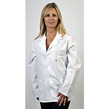 ESD Lab Coat, Jacket, Hip Length, NyloStat, White, Large