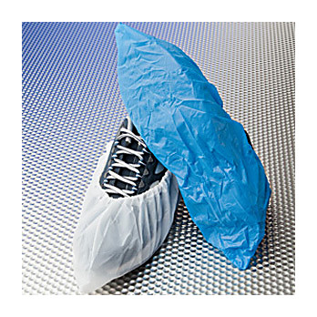 Compressed Polyethylene Disposable Shoecovers, 2.5mil Thick, Seamless Bottoms, Blue or White