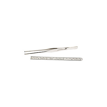 Slide-Lock Tweezers and 15 cm Compact Steel Ruler