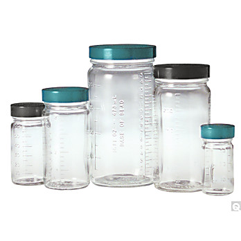 Graduated Medium Round Bottle Beakers® Phenolic with Solid PE Lined Cap
