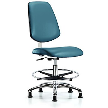 Class 10 Clean Room Vinyl Chair Chrome - Marine Blue Supernova Vinyl