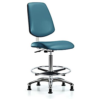 Class 10 Clean Room Vinyl Chair Chrome - Marine Blue Supernova Vinyl