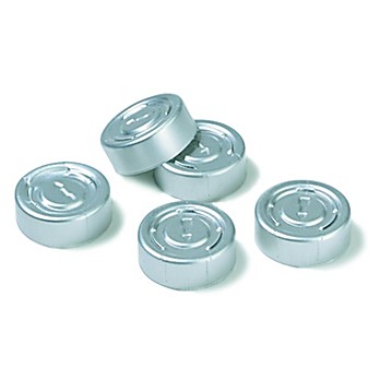 Aluminum crimp seal (without septum), silver aluminum, tear-away, diam. 20 mm, pkg of 100 ea 