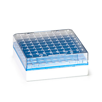81 Place Blue Polycarb Freezer Box for 1.0/2.0ml Tubes, with printed lid