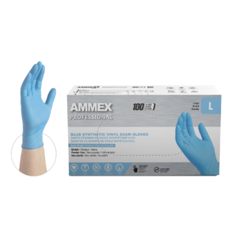 AMMEX Blue Exam Synthetic Vinyl Gloves 