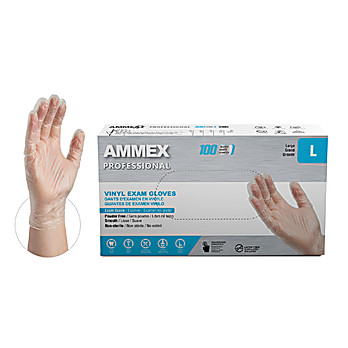 AMMEX Exam Grade Powder-Free Vinyl Disposable Gloves, Boxed