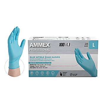 AMMEX Exam Grade Blue Nitrile Gloves 