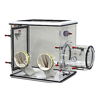 COMPACT GLOVE BOX with transfer chamber AND flat side access door