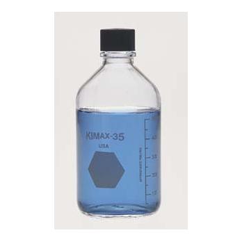 Media/Storage, KG-35 Borosilicate Glass, Screw Thread, with Black Phenolic PTFE-Faced 14-B White Rubber-Lined Closure, Attached