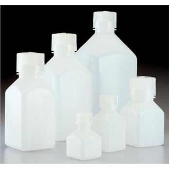Square HDPE Graduated Bottles with Closures