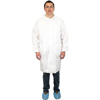 White 50 Gram SMS Polypropylene Lab Coats