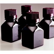 Square Amber PETG Media Bottles with Closure: Nonsterile, Shrink-Wrapped Trays