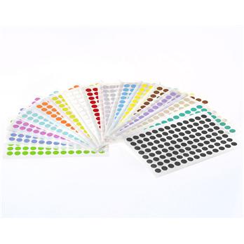 Color Dots Paper Labels, 0.354" / 9mm Permanent