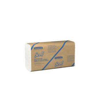 Scott® Essential 100% Recycled Fiber Multifold Paper Towels (01807), 9.2” x 9.4”, White, 16 Clips / Case, 250 Sheets / Clip, 4,000 Towels / Case