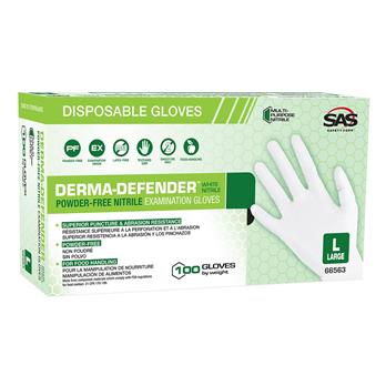Derma-Defender™ Powder-Free White Nitrile Disposable Gloves
