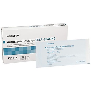 Sterilization Pouch McKesson Ethylene Oxide (EO) Gas / Steam 7-1/2 X 13 Inch Transparent Blue / White Self Seal Paper / Film