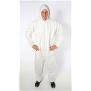 White Breathable Microporous Coveralls with Hood and Elastic Wrists & Ankles