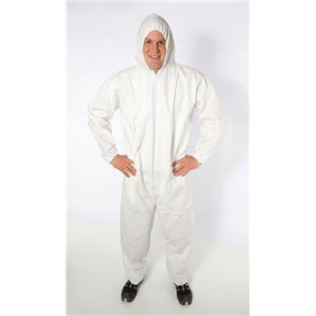 White Breathable Microporous Coveralls with Hood and Elastic Wrists & Ankles