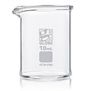 Beaker, Globe Glass, Low Form Griffin Style