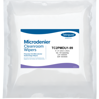 Teknipure Microdenier Knit Cleanroom Wipers with Sealed Edge, 9"x 9"