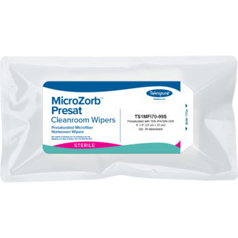 Teknipure MicroZorb™ Presat Sterile Nonwoven Microfiber Cleanroom Wipers, 70/30 IPA, 9"x9"