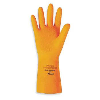 87-208 Orange Heavyweight Natural Latex Rubber Gloves