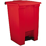 Step-On Waste Container, Square, Plastic, 12 gal, Red