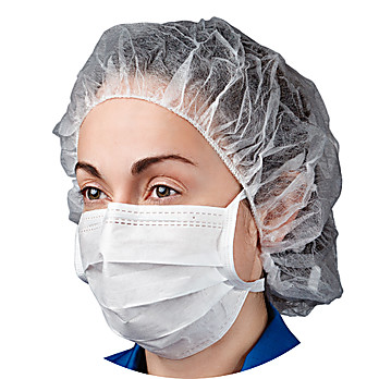 HCE® 3-Ply Cleanroom Face Masks, ISO 5 & Up, 4 Ties, Med/Large, 21-cm wide 
