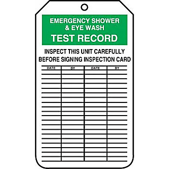 Emergency Shower & Eye Wash Test Record RP-Plastic Safety Tags