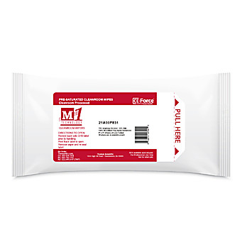 M1 Cleanroom Wipes, Pre-Saturated Non-Woven Microfiber with 70% IPA / 30% DI Water, 9" x 9" 