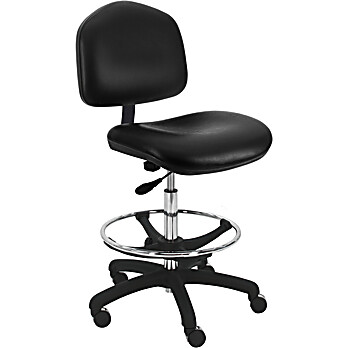 BenchPro Cleanroom Wide Chair With 18” Adjustable Footring and Nylon Base