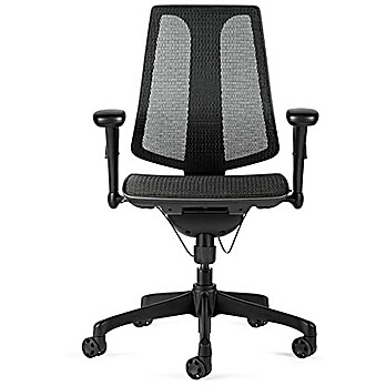 Mesh Chair with Contoured Backrest With Lumbar Support, Adjustable Arms, Black Nylon Base, All-Purpose Casters