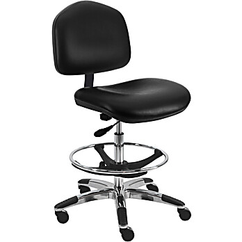 BenchPro Cleanroom Wide Chair With 18” Adjustable Footring and Aluminum Base