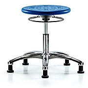 Class 10 Huron Polyurethane Clean Room Stool - Desk Height with Stationary Glides in Blue Polyurethane