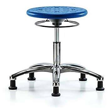 Class 10 Huron Polyurethane Clean Room Stool - Desk Height with Stationary Glides in Blue Polyurethane