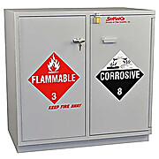 Under-the-Counter, Combination Acid/Flammables Cabinet, Partially Lined, 35", Self-Closing Door