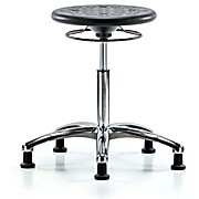 Class 10 Huron Polyurethane Clean Room Stool - Medium Bench Height with Stationary Glides in Black Polyurethane