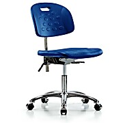 Class 100 Newport Industrial Polyurethane Clean Room Chair - Desk Height with Seat Tilt & Casters in Blue Polyurethane